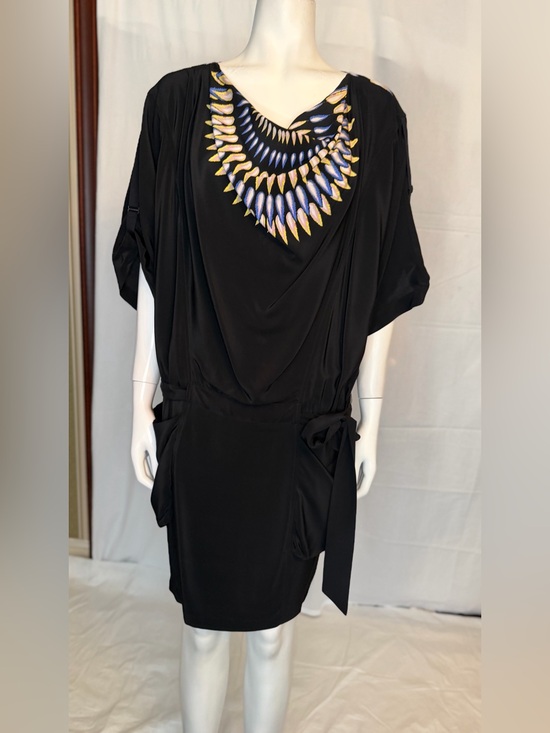 BCBGMaxAzria Dresses & Skirts - BCBGMaxAzria Black Mini Dress with Multicolor Embellished Neckline